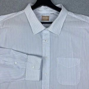 Gitman Bros Button Down 20- 35 Men's Vintage White Dress Shirt Blue Stripes - Picture 1 of 9