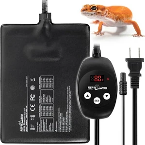 REPTI ZOO 6" X 8" Reptile Heat Pad Fast X with Thermostat, Black - Picture 1 of 8