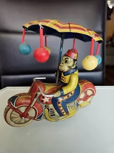 Vintage Circus Monkey on a Motorcycle with a Spinning Umbrella – Made in Japan - Picture 1 of 9