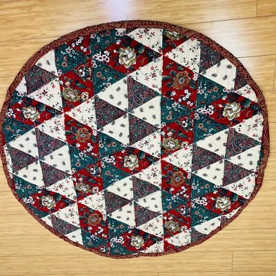 Vintage Handmade Christmas Tree Skirt Quilted Patchwork - Image 1 of 3