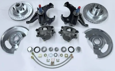 Kit de freno de disco con husillo de caída para camioneta Chevy C10 1963-1970 5x5 perforado ranurado Foto 1 de 4