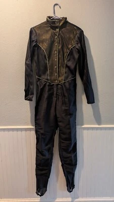 Vintage Skea Ski Suit 1 Pc Snowsuit Black W/Gold Glitter 80s Size 8 Made USA - Image 1 of 4