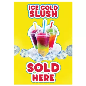 SLUSH Slushie Ice Cold Bevande Vendute Qui Finestra Negozio Adesivo Stampa Vinile - Foto 1 di 1