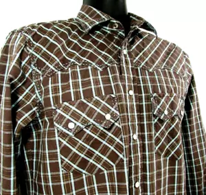 Resistol University Hemd Herren Western Small Braun Pearl Snap Cowboy Langarm - Bild 1 von 10