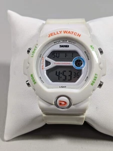SKMEI Jelly Digital Day Date Alarm Chrono White Case 40 mm Watch - Picture 1 of 9