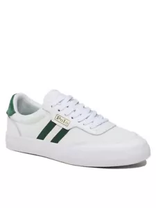 Mens Polo Ralph Lauren White Green Court VLC Sneakers Shoes Size 12 - Picture 1 of 5