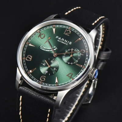 41.5mm Parnis Automatic Movement Men's Boys Guy Casual Wristwatch Leather Strap - Image 1 of 4