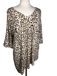 Top túnica pulóver manga dividida para mujer talla 14/16 estampado guepardo Lane Bryant - Imagen 1 de 9