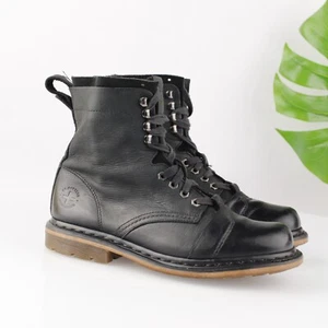 Dr Martens Mens Pier Boot Size 9 M Black Leather Lace Up Lug Sole Hiking Logger - Picture 1 of 20