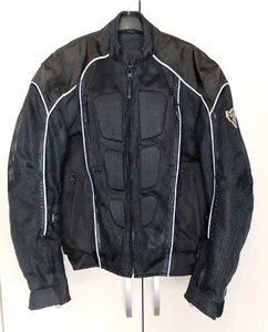 VIKING Cycle Warlock Black Mesh Armored V-safe Motorcycle Jacket, USA S / EU M - Picture 1 of 7