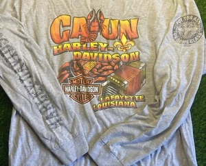 Cajun Harley Davidson Langarm T-Shirt grau Lafayette Louisiana Crawfish Gr. M - Bild 1 von 14
