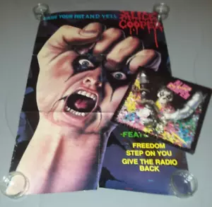 POSTER ALICE COOPER 1987 Raise Your Fist And Yell 24 x 36” + Hey Stoopid Flat 91 - Picture 1 of 11