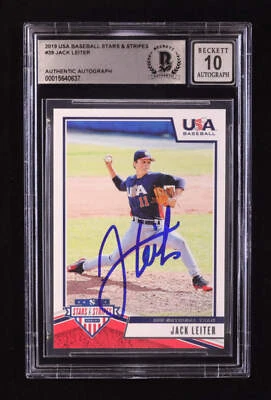 Jack Leiter Signed 2019 USA Baseball Stars and Stripes #39 RC (BGS | Auto 10) - - Image 1 of 2