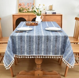 Veblandy Stoff Bauernhaus Tischdecke 55” x 86” Quasten  - Bild 1 von 5