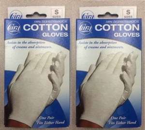 2 Pairs Cara 100% Dermatological Cotton Gloves Small Sizes 6.5-7.5 Free Shipping - Picture 1 of 12