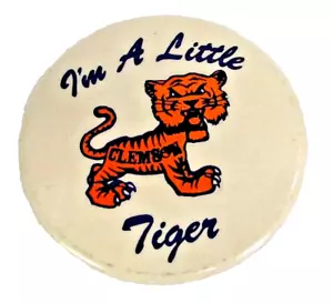 CLEMSON I'm A Little Tiger Vintage 3 Inch 1980s Football Pinback Button - Picture 1 of 4