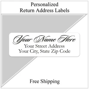 400 Personalized Return Address Labels /  Printed 1/2 Inch x 1 3/4 Inch Script - Picture 1 of 2