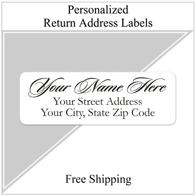 400 Personalized Return Address Labels /  Printed 1/2 Inch x 1 3/4 Inch Script - Image 1 of 2
