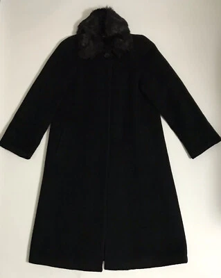 Donny Brook Women's Black Classy Single Breasted Long Trench Coat with Fur, 10 - Image 1 of 4