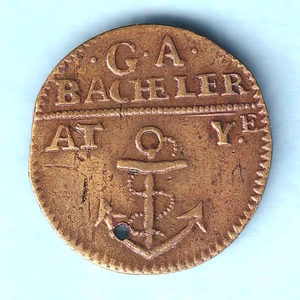 Great Britain - London. 1668 Halfpenny Token. G.A.Bacheler - Billiter Lane. VF - Picture 1 of 2