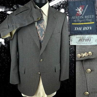 Traje De Colección Austin Reed 2 Piezas 40R 34 X 28 EE. UU. Gris Rayas  Foto 1 de 4