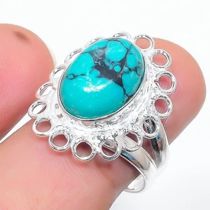 Green Turquoise Gemstone Handmade 925 Sterling Silver All Size Ring For Gift - Picture 1 of 1