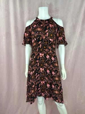 ALC Womens Floral Silk Mini Dress Pink Black Size 6 - Image 1 of 4
