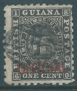 BRITISH GUIANA 1875 used 1c OFFICIAL SG O1 - Picture 1 of 2