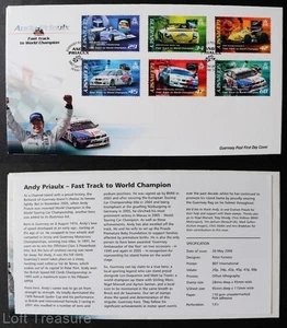 Guernsey Briefmarken: "Andy Priaulx - FIA Weltmeister" Ersttagsbrief 2006 - Bild 1 von 3
