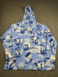 Polo Ralph Lauren Lightweight Hoodie Men’s M Hawaii Aloha Hula Girl Blue EUC - Picture 1 of 7
