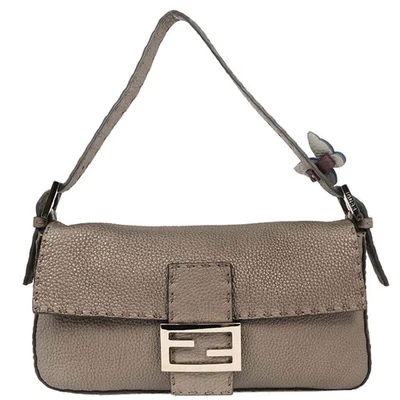 Bolso de mano Fendi Baguette con puntada de cuero gris 196338 Foto 1 de 4