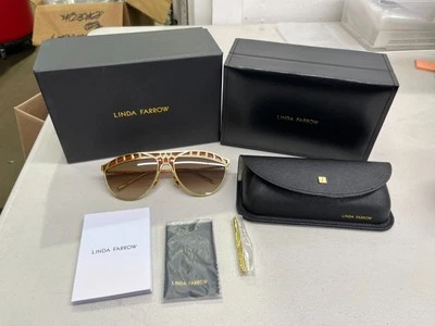 Linda Farrow LFL1005 Huston Sunglasses in Yellow Gold - BRAND NEW - Image 1 of 4