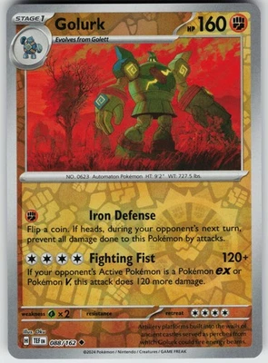 Pokemon Golurk 088/162 SV05: Temporal Forces NM Reverse Holo card - Image 1 of 2