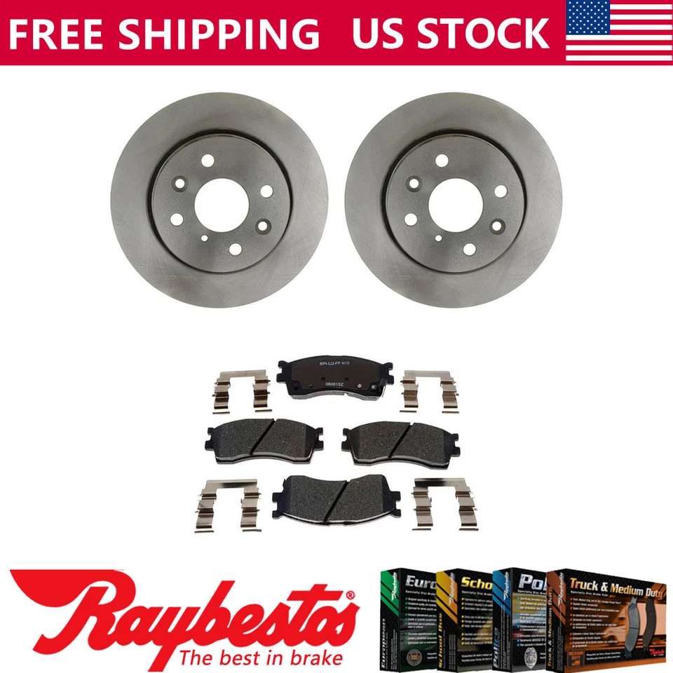 Kit de rotores de freno delanteros + pastillas de cerámica y herrajes para Kia Sephia 2001 - Raybestos Foto 1 de 4