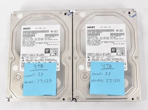 Lot of (2) Hitachi HGST 4TB 3.5" SATA Internal Hard Drives HMS5C4040BLE640 - Picture 1 of 4