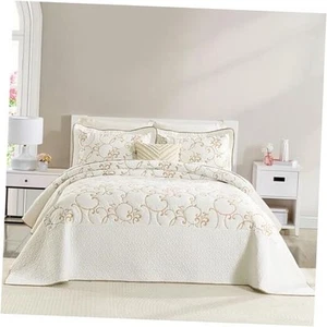 Oversized King Bedspread - 120" Lx120 W King/Cal King(120"x120") Beige/White - Picture 1 of 7