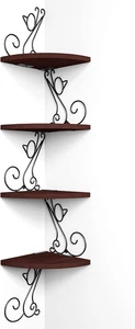 Estante Esquina Flotante de 4 Niveles Fácil Montaje Decoración Rústica Nogal - Bild 1 von 12