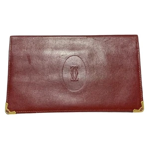 Auth Cartier Must Line - Bordeaux Gold Leather Bill Holder - Picture 1 of 5