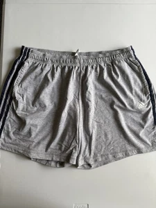 adidas Men's 3-Stripe Cotton Shorts Pockets, Training, Casual, XXL grey/navy - Picture 1 of 4