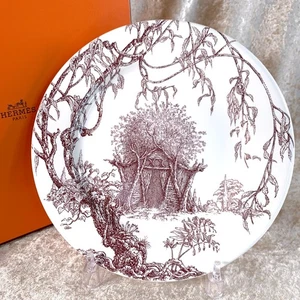 Hermes Paris Dessert Plate LES MAISONS ENCHANTEES No.3 Tableware 22 cm w/Box - Picture 1 of 17