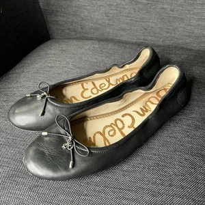 Sam Edelman Negro Ballet Pisos Mujer 8.5 Felicia Cuero Punta Redondeada Arco Usado en Excelente Condición - Imagen 1 de 13