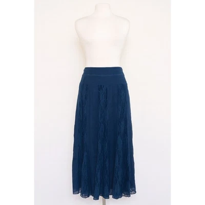 VTG Women Maxi Skirt Size M Blue Boho Lace Panel Cottage Witchy Prairie Romantic - Image 1 of 4