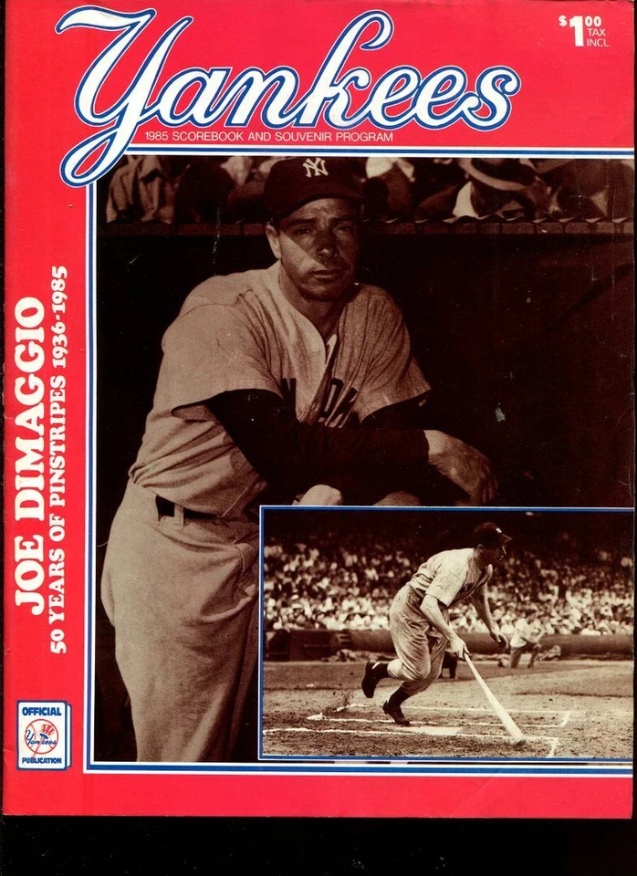 Baseball Program New York Yankees 1985 8/30 California Angels Joe Dimaggio Cover - Image 1 of 1