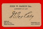 John Wesley Hardin Autograph & Business Card Reprint On 100 Year Old Card