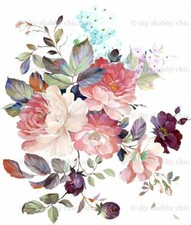 Furniture Decal Image Transfer Beautiful Painted Flowers Upcycle Shabby Chic DIY
