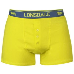 MENS QUALITY SEXY LONSDALE BOXER SHORTS BUTTON FRONT FLUO LIME BLUE GREY - Picture 1 of 4