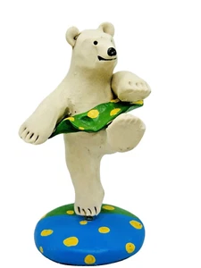 Eisbär Ballerina Tutu Spitze Zehe handgefertigte Ton bemalte Figur signiert 4 Zoll - Bild 1 von 6