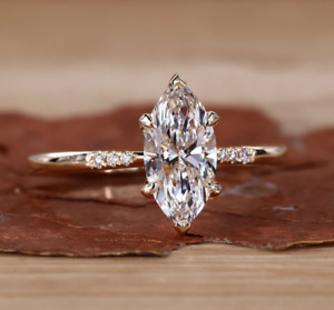 Engagement Ring Marquise 1.20 Ct IGI GIA Lab Grown Diamond Solid 18K Yellow Gold