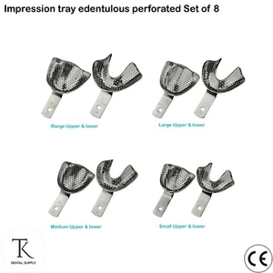 DENTAL ORTODONCIA CUBETAS DE IMPRESIÓN XL, L, M, S PERFORADA EDENTULOUS SET OF 8 - Imagen 1 de 5
