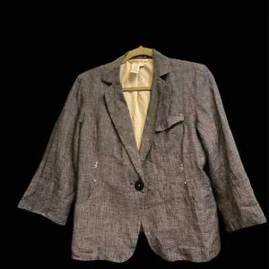 Max Studio Authentic Linen Blazer Jacket Silver - Picture 1 of 9